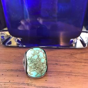 Turquoise wire brass ring